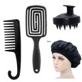 Black Color Sateen Bonnet for Thick Hair Care